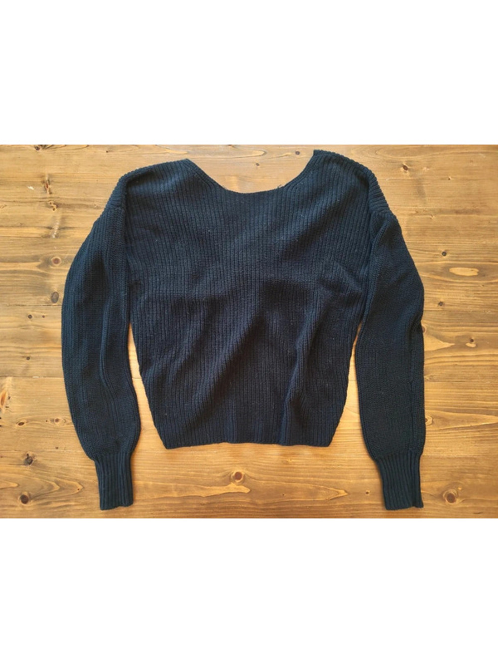 LOFT Navy Chunky Knit Twist Front Sweater Size M